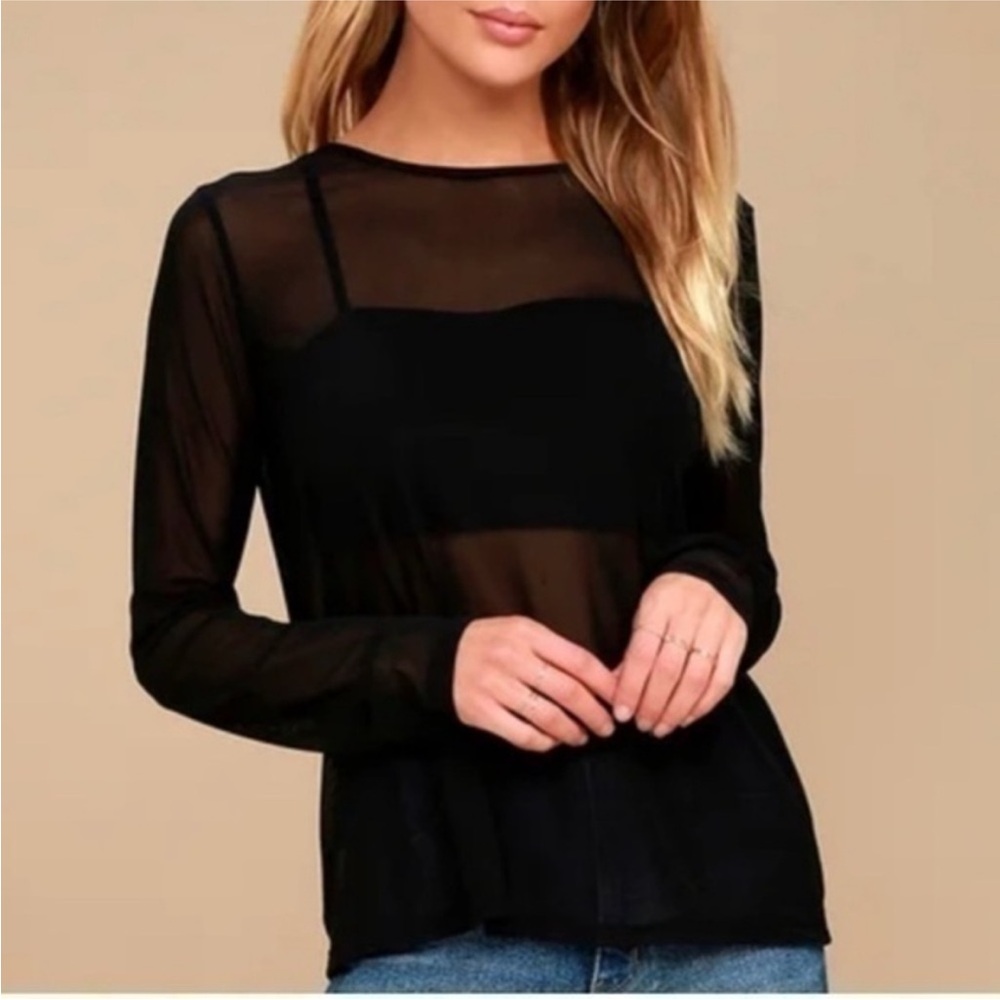 Lulu's Black Love Light Sheer Shirt with Bra Top